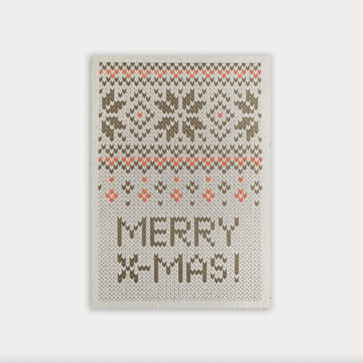 Postkarte Merry Xmas Strickmuster